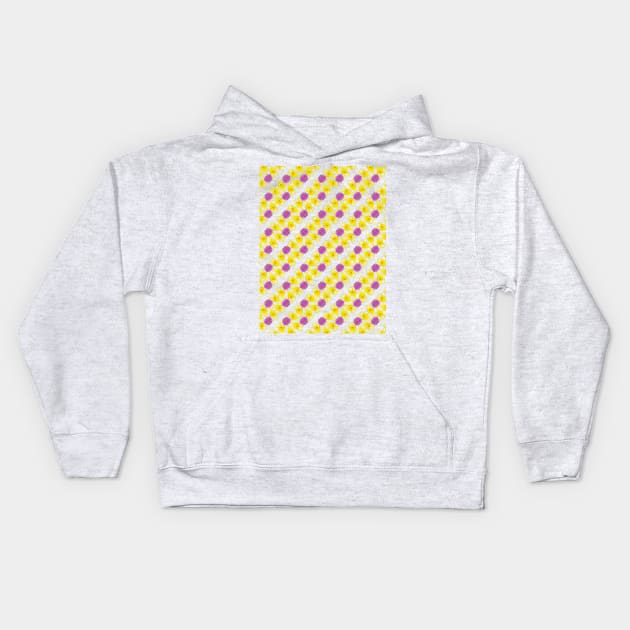 Floral yellow-lilac pattern Kids Hoodie by Evgeniya